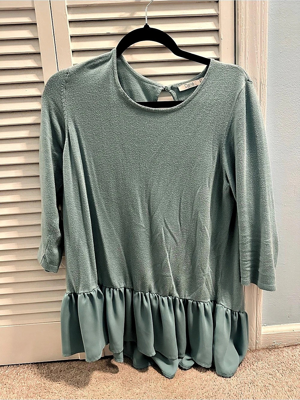 Green Ruffle Hem Tunic - Picture 2 of 3